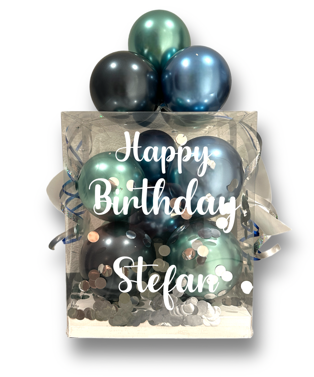 Ballonbox Turquoise Blue inkl. Personalisierung