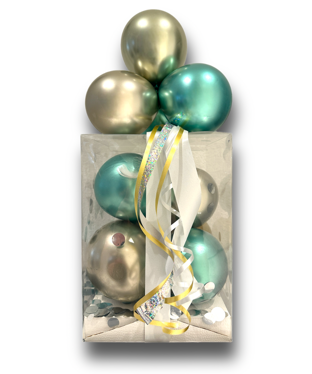 Ballonbox Green and Goldgreen inkl. Personalisierung