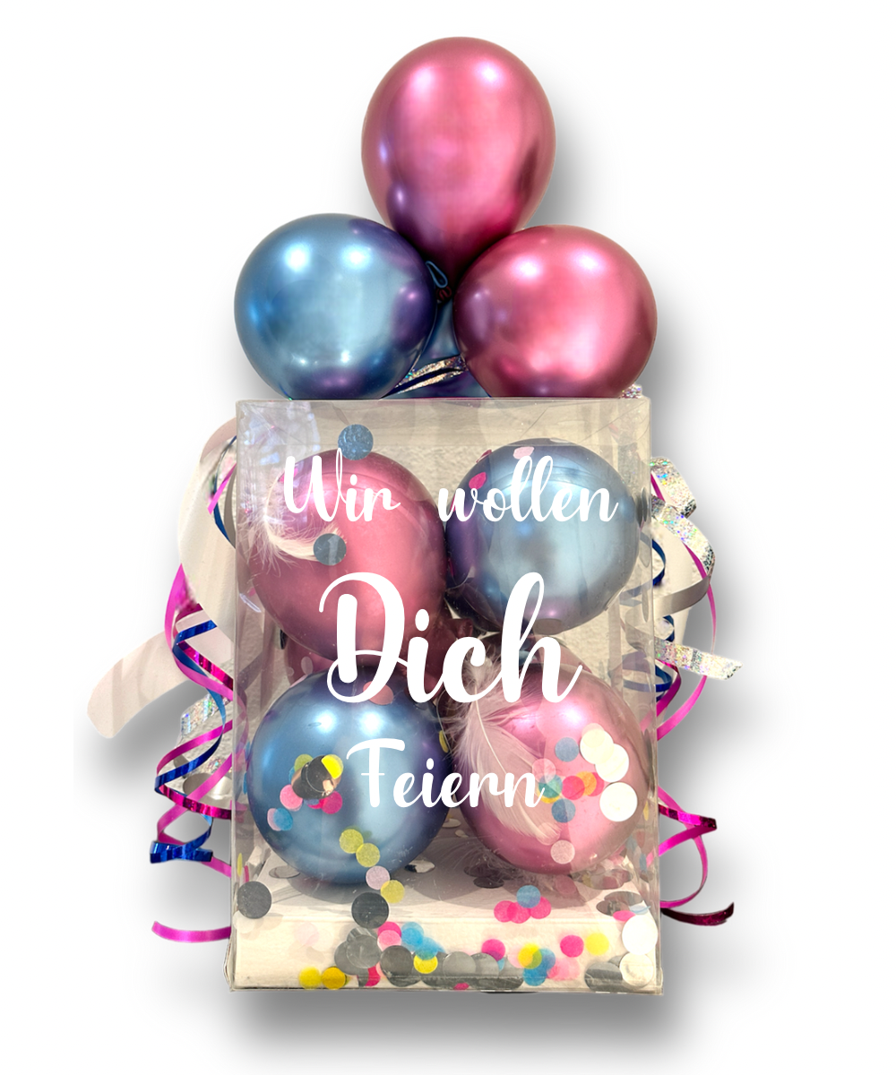 Ballonbox Pink and Blue inkl. Personalisierung