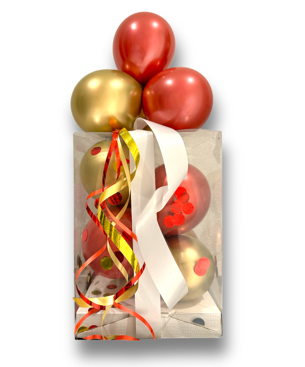 Ballonbox Red and Gold inkl. Personalisierung